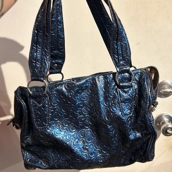 Blue Leather GUESS boho style bag with additional shoulder strap - Picture 2 of 6